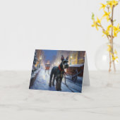 ミニチュアシュナウツァークリスマスフェスティバルシーズン カード (黄色い花)