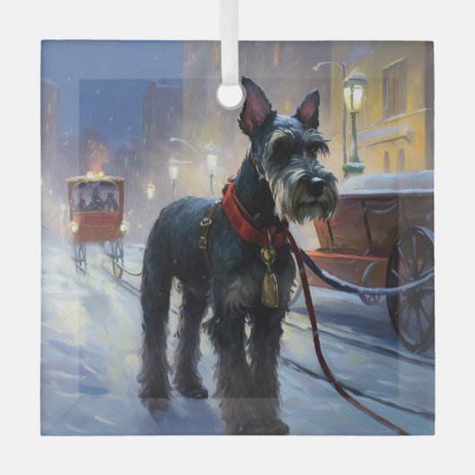 ミニチュアシュナウツァークリスマスフェスティバルシーズン ガラスオーナメント (正面)