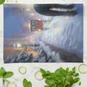 ミニチュアシュナウツァークリスマスフェスティバルシーズン キッチンタオル (折り畳み)