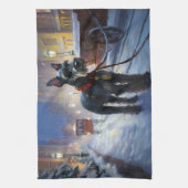 ミニチュアシュナウツァークリスマスフェスティバルシーズン キッチンタオル (縦)