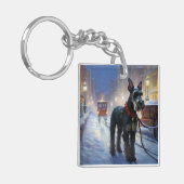 ミニチュアシュナウツァークリスマスフェスティバルシーズン キーホルダー (正面左)