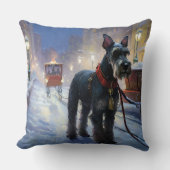 ミニチュアシュナウツァークリスマスフェスティバルシーズン クッション (正面)