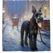 ミニチュアシュナウツァークリスマスフェスティバルシーズン シャワーカーテン (正面)