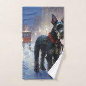 ミニチュアシュナウツァークリスマスフェスティバルシーズン バスタオルセット (ハンドタオル)