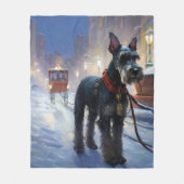 ミニチュアシュナウツァークリスマスフェスティバルシーズン フリースブランケット (正面)