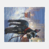 ミニチュアシュナウツァークリスマスフェスティバルシーズン フリースブランケット (正面(横))