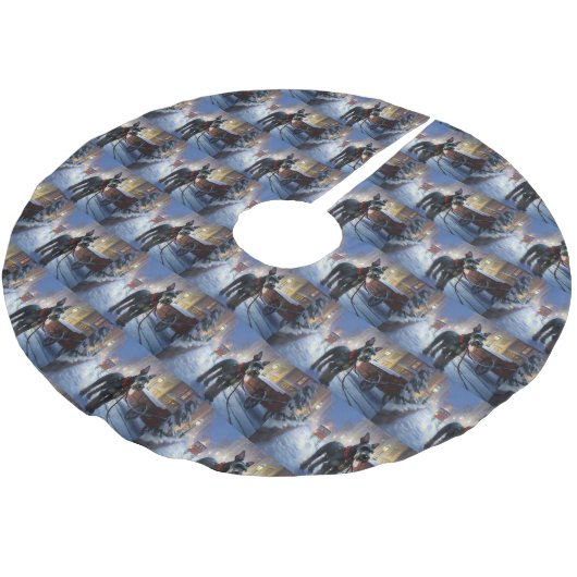 ミニチュアシュナウツァークリスマスフェスティバルシーズン ブラッシュドポリエステルツリースカート (アングル)