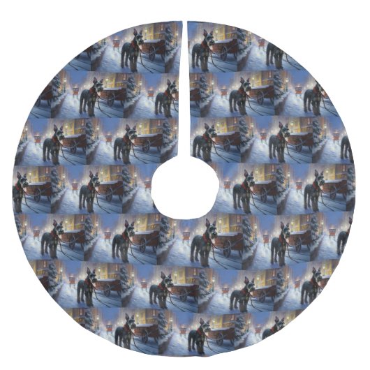 ミニチュアシュナウツァークリスマスフェスティバルシーズン ブラッシュドポリエステルツリースカート (正面)