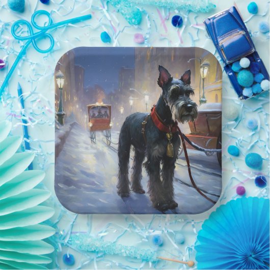 ミニチュアシュナウツァークリスマスフェスティバルシーズン ペーパープレート (パーティー)