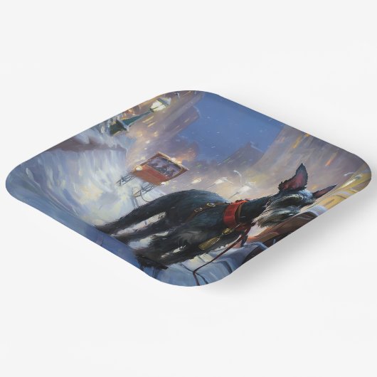 ミニチュアシュナウツァークリスマスフェスティバルシーズン ペーパープレート (傾斜あり)