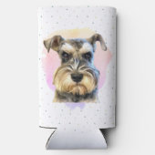 ミニチュアシュナウツァードッグ愛可愛いアニマルピンク スリム缶クーラー (裏面)