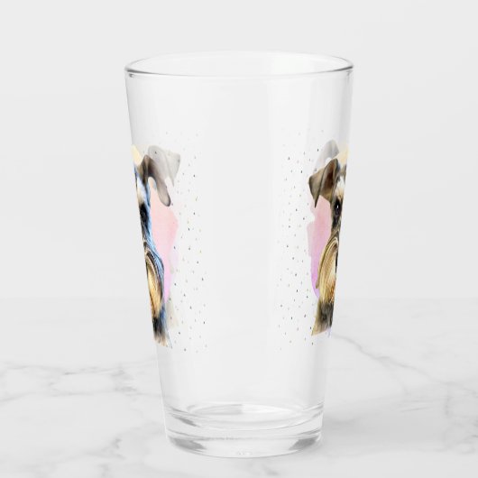ミニチュアシュナウツァードッグ愛可愛いアニマルピンク タンブラーグラス (左)