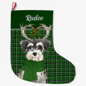 ミニチュアシュナウツァープライド(犬の名前あり) ラージクリスマスストッキング (正面)