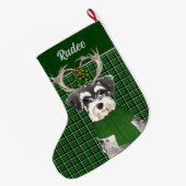 ミニチュアシュナウツァープライド(犬の名前あり) ラージクリスマスストッキング (裏面 (吊り時))