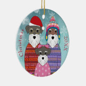 ミニチュアシュナザースクリスマスファミリーポートレートポス セラミックオーナメント (右)