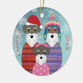 ミニチュアシュナザースクリスマスファミリーポートレートポス セラミックオーナメント (左)