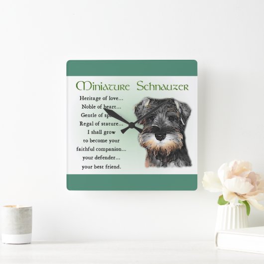 ミニチュアシュナザーパピー伝統ギフト スクエア壁時計 (ホーム)