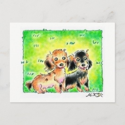 ミニチュアダックスフントちゃん ポストカード (正面)