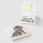 ミニチュアダックスフントのモデル ストーンコースター (横)