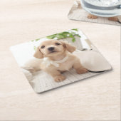 ミニチュアダックスフント スクエアペーパーコースター (アングル)