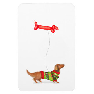 ミニチュアダックスフンドとソーセージ犬バルーン Xmas マグネット