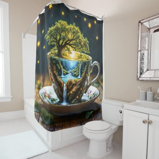 ミニチュアティーカップワンダーランドカラフルアート シャワーカーテン (インサイチュ)