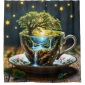 ミニチュアティーカップワンダーランドカラフルアート シャワーカーテン (正面)