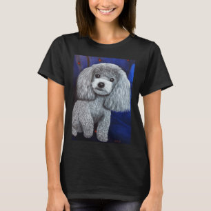 ミニチュアトイプードル油彩画オンブルー Tシャツ