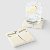 ミニチュアトンボ(白) ストーンコースター (横)