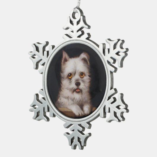 ミニチュアドッグポートレートウエストハイランドテリア スノーフレークピューターオーナメント (右)