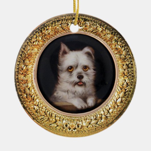 ミニチュアドッグポートレートウエストハイランドテリア セラミックオーナメント (正面)