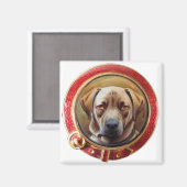 ミニチュアドッグポートレートチョコレートラブラドール マグネット (正面/裏面)