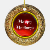 ミニチュアドッグポートレート三色スパニエル犬 セラミックオーナメント (裏面)