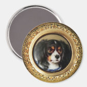ミニチュアドッグポートレート三色スパニエル犬 マグネット (正面/裏面)