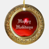 ミニチュアドッグポートレート、チョコレートラブラドール セラミックオーナメント (裏面)