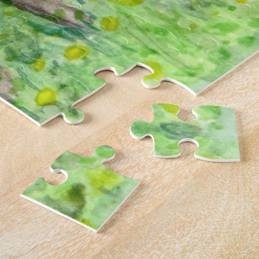 ミニチュアドンキーママとベビーウォーターカラーアート ジグソーパズル (側面)