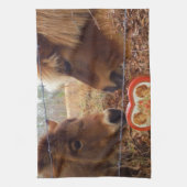 ミニチュアドンキー&ホースバレンタインハート キッチンタオル (縦)