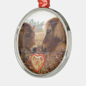 ミニチュアドンキー&ホースバレンタインハート メタルオーナメント (左)