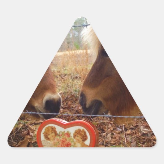 ミニチュアドンキー&ホースバレンタインハート 三角形シール (正面)