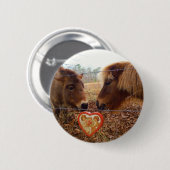 ミニチュアドンキー&ホースバレンタインハート 缶バッジ (正面&裏面)