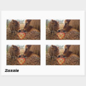 ミニチュアドンキー&ホースバレンタインハート 長方形シール (シート)