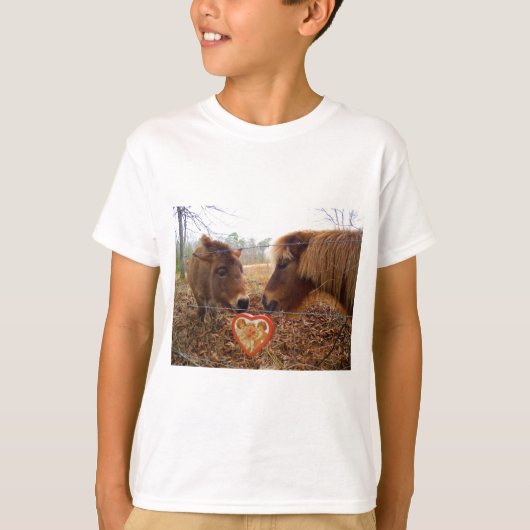 ミニチュアドンキー&ホースバレンタインハート Tシャツ (正面)