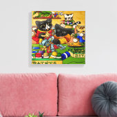 ミニチュアナイト絵画猫模型の猫 キャンバスプリント (インサイチュ (リビング))