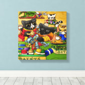 ミニチュアナイト絵画猫模型の猫 キャンバスプリント (インサイチュ (ウッドフロア))