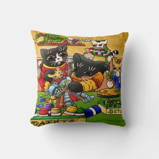 ミニチュアナイト絵画猫模型の猫 クッション (正面)