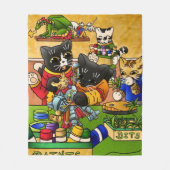 ミニチュアナイト絵画猫模型の猫 フリースブランケット (正面)