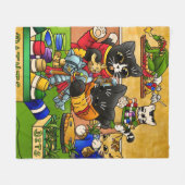 ミニチュアナイト絵画猫模型の猫 フリースブランケット (正面(横))