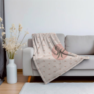 ミニチュアバラ&モノグラム シェルパブランケット