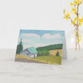 ミニチュアバーンセット – グリーンバーングリーティングカード カード (黄色い花)