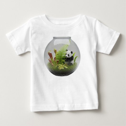 ミニチュアパンダの熱帯植物テラリウム ベビーTシャツ (正面)
